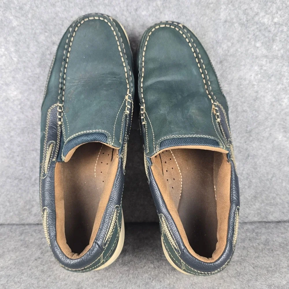 Florsheim Mens 11 M Navy Blue Suede Leather Slip On Boat Shoes Loafers 11391-410